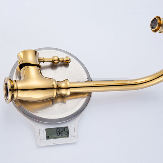 Traditional Bar Faucet 1-Handle with Supply Lines Kitchen Faucet in Gold Clearhalo 'Home Improvement' 'home_improvement' 'home_improvement_kitchen_faucets' 'Kitchen Faucets' 'Kitchen Remodel & Kitchen Fixtures' 'Kitchen Sinks & Faucet Components' 'kitchen_faucets' 6540613