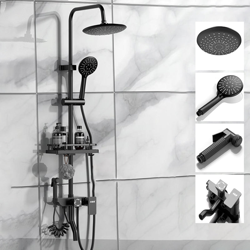 Modern Style Shower System Spot Resist Wall Mounted Shower System Black Temperature Control Digital Display Not Included Clearhalo 'Bathroom Remodel & Bathroom Fixtures' 'Home Improvement' 'home_improvement' 'home_improvement_shower_faucets' 'Shower Faucets & Systems' 'shower_faucets' 'Showers & Bathtubs Plumbing' 'Showers & Bathtubs' 6540641