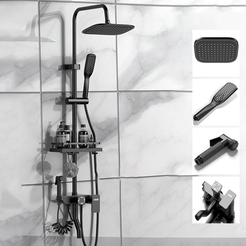 Modern Style Shower System Spot Resist Wall Mounted Shower System Textured Black Temperature Control Digital Display Not Included Clearhalo 'Bathroom Remodel & Bathroom Fixtures' 'Home Improvement' 'home_improvement' 'home_improvement_shower_faucets' 'Shower Faucets & Systems' 'shower_faucets' 'Showers & Bathtubs Plumbing' 'Showers & Bathtubs' 6540643