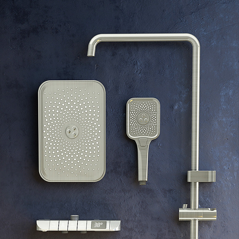 Modern Style Rectangle Shower System Spot Resist Copper Wall Mounted Shower System Clearhalo 'Bathroom Remodel & Bathroom Fixtures' 'Home Improvement' 'home_improvement' 'home_improvement_shower_faucets' 'Shower Faucets & Systems' 'shower_faucets' 'Showers & Bathtubs Plumbing' 'Showers & Bathtubs' 6540705