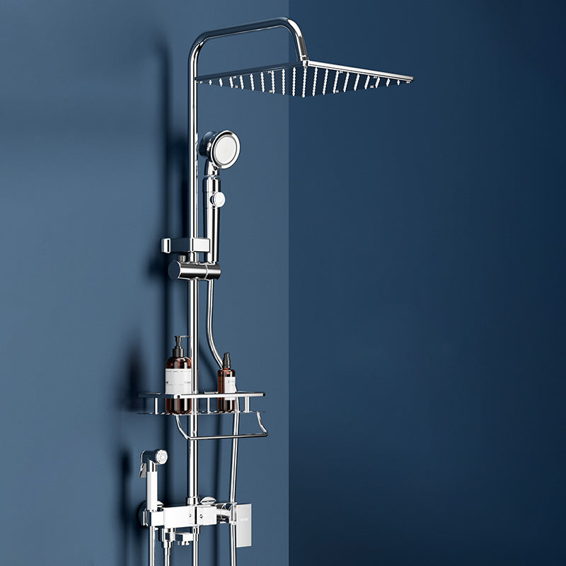 Wall Mounted Rectangle Shower System Spot Resist Copper Modern Style Shower System Clearhalo 'Bathroom Remodel & Bathroom Fixtures' 'Home Improvement' 'home_improvement' 'home_improvement_shower_faucets' 'Shower Faucets & Systems' 'shower_faucets' 'Showers & Bathtubs Plumbing' 'Showers & Bathtubs' 6540707