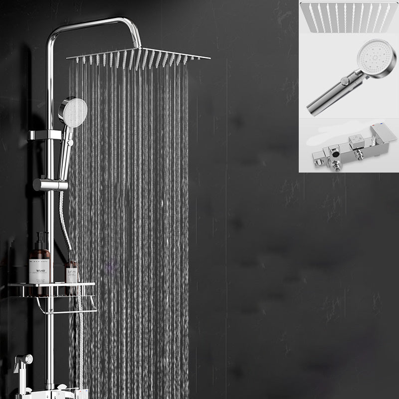 Wall Mounted Rectangle Shower System Spot Resist Copper Modern Style Shower System Chrome Square Clearhalo 'Bathroom Remodel & Bathroom Fixtures' 'Home Improvement' 'home_improvement' 'home_improvement_shower_faucets' 'Shower Faucets & Systems' 'shower_faucets' 'Showers & Bathtubs Plumbing' 'Showers & Bathtubs' 6540708