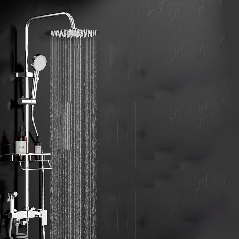 Wall Mounted Rectangle Shower System Spot Resist Copper Modern Style Shower System Clearhalo 'Bathroom Remodel & Bathroom Fixtures' 'Home Improvement' 'home_improvement' 'home_improvement_shower_faucets' 'Shower Faucets & Systems' 'shower_faucets' 'Showers & Bathtubs Plumbing' 'Showers & Bathtubs' 6540710