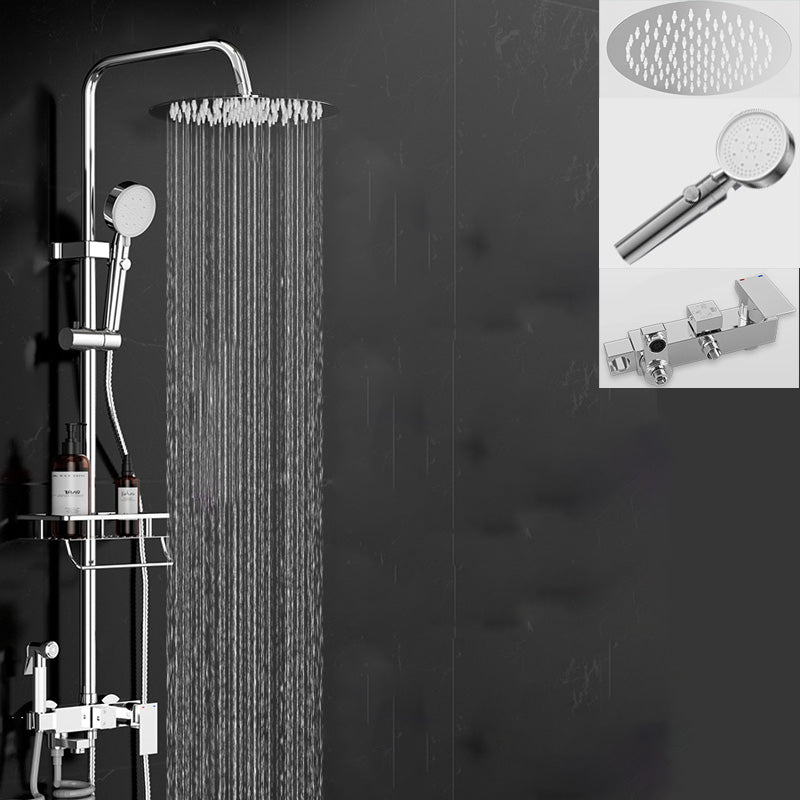 Wall Mounted Rectangle Shower System Spot Resist Copper Modern Style Shower System Chrome Round Clearhalo 'Bathroom Remodel & Bathroom Fixtures' 'Home Improvement' 'home_improvement' 'home_improvement_shower_faucets' 'Shower Faucets & Systems' 'shower_faucets' 'Showers & Bathtubs Plumbing' 'Showers & Bathtubs' 6540711