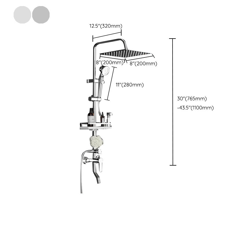 Wall Mounted Rectangle Shower System Spot Resist Copper Modern Style Shower System Clearhalo 'Bathroom Remodel & Bathroom Fixtures' 'Home Improvement' 'home_improvement' 'home_improvement_shower_faucets' 'Shower Faucets & Systems' 'shower_faucets' 'Showers & Bathtubs Plumbing' 'Showers & Bathtubs' 6540724