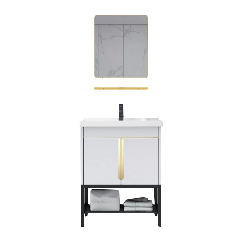 Modern Stainless Steel Bathroom Sink Vanity Faucet Included Vanity Sink Vanity & Faucet & Mirrors 24"L x 19"W x 31"H White Clearhalo 'Bathroom Remodel & Bathroom Fixtures' 'Bathroom Vanities' 'bathroom_vanities' 'Home Improvement' 'home_improvement' 'home_improvement_bathroom_vanities' 6540732