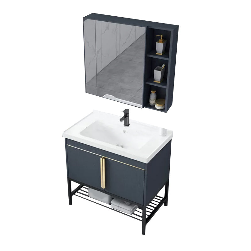 Modern Stainless Steel Bathroom Sink Vanity Faucet Included Vanity Sink Vanity & Faucet & Mirror Cabinet Blue Clearhalo 'Bathroom Remodel & Bathroom Fixtures' 'Bathroom Vanities' 'bathroom_vanities' 'Home Improvement' 'home_improvement' 'home_improvement_bathroom_vanities' 6540734