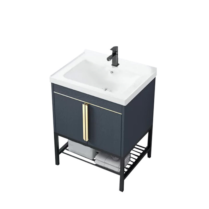 Modern Stainless Steel Bathroom Sink Vanity Faucet Included Vanity Sink Vanity & Faucet 24"L x 19"W x 31"H Blue Clearhalo 'Bathroom Remodel & Bathroom Fixtures' 'Bathroom Vanities' 'bathroom_vanities' 'Home Improvement' 'home_improvement' 'home_improvement_bathroom_vanities' 6540745