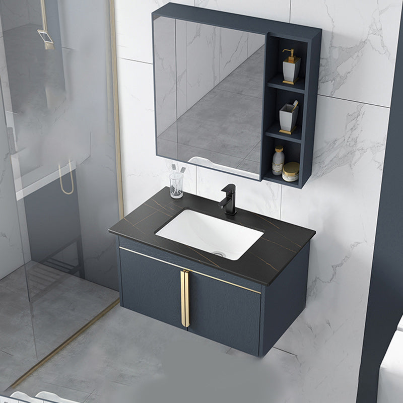 Rectangular Contemporary Bathroom Vanity Set Stainless Steel Sink Cabinet Clearhalo 'Bathroom Remodel & Bathroom Fixtures' 'Bathroom Vanities' 'bathroom_vanities' 'Home Improvement' 'home_improvement' 'home_improvement_bathroom_vanities' 6540761