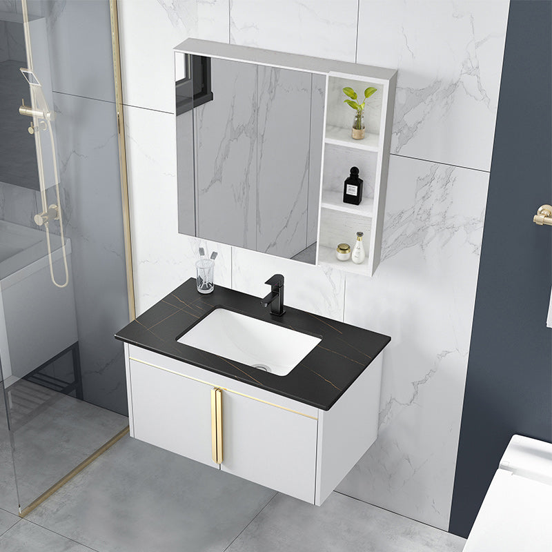 Rectangular Contemporary Bathroom Vanity Set Stainless Steel Sink Cabinet Clearhalo 'Bathroom Remodel & Bathroom Fixtures' 'Bathroom Vanities' 'bathroom_vanities' 'Home Improvement' 'home_improvement' 'home_improvement_bathroom_vanities' 6540763