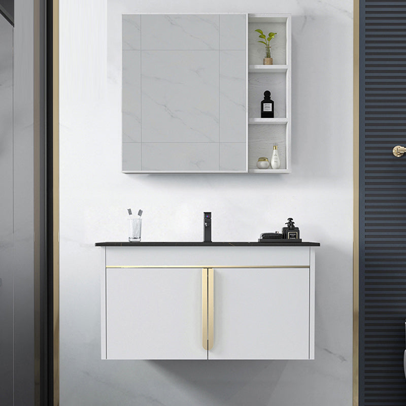 Rectangular Contemporary Bathroom Vanity Set Stainless Steel Sink Cabinet Clearhalo 'Bathroom Remodel & Bathroom Fixtures' 'Bathroom Vanities' 'bathroom_vanities' 'Home Improvement' 'home_improvement' 'home_improvement_bathroom_vanities' 6540765