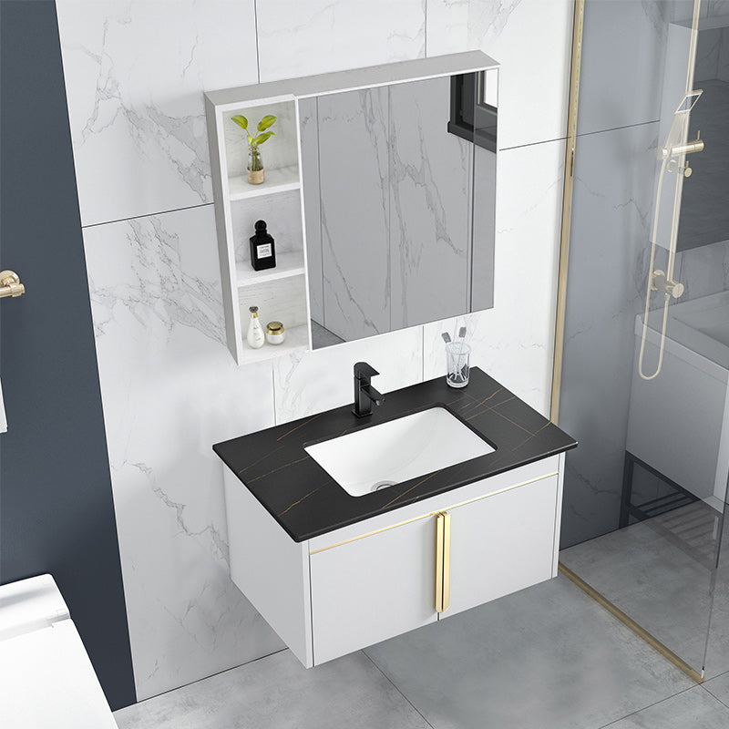 Rectangular Contemporary Bathroom Vanity Set Stainless Steel Sink Cabinet Clearhalo 'Bathroom Remodel & Bathroom Fixtures' 'Bathroom Vanities' 'bathroom_vanities' 'Home Improvement' 'home_improvement' 'home_improvement_bathroom_vanities' 6540767
