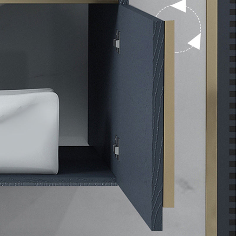 Rectangular Contemporary Bathroom Vanity Set Stainless Steel Sink Cabinet Clearhalo 'Bathroom Remodel & Bathroom Fixtures' 'Bathroom Vanities' 'bathroom_vanities' 'Home Improvement' 'home_improvement' 'home_improvement_bathroom_vanities' 6540778