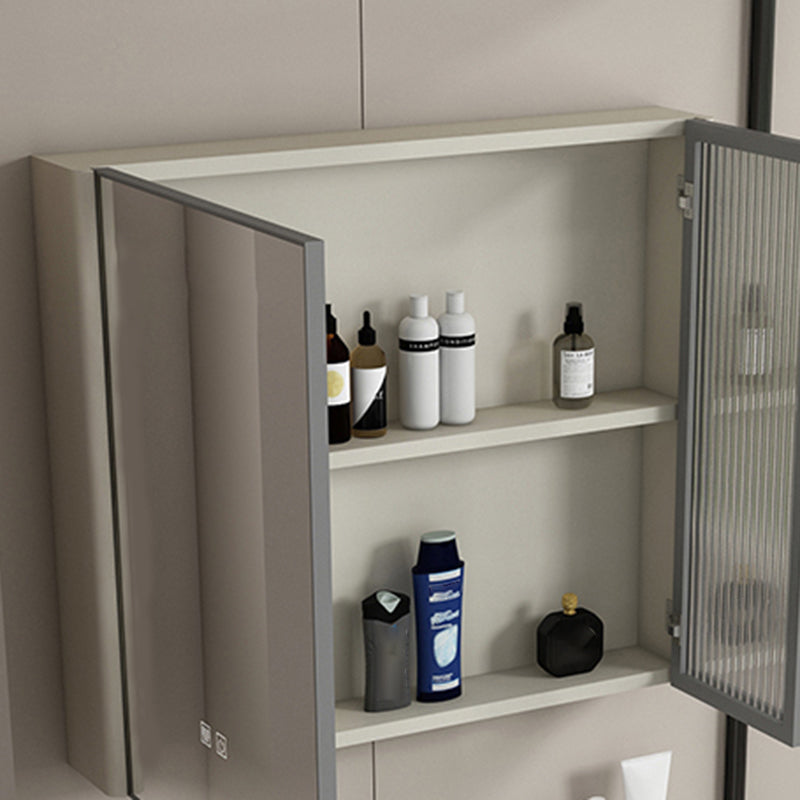 Modern Metal Sink Vanity Wall Mount Khaki Tone Bathroom Vanity with Mirror Cabinet Clearhalo 'Bathroom Remodel & Bathroom Fixtures' 'Bathroom Vanities' 'bathroom_vanities' 'Home Improvement' 'home_improvement' 'home_improvement_bathroom_vanities' 6540800