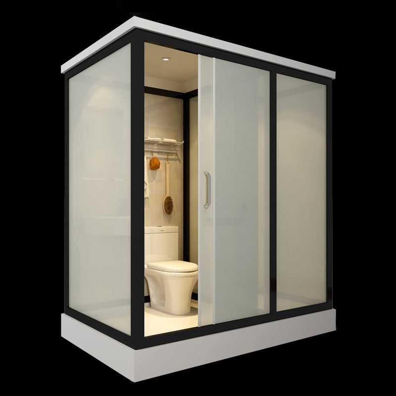 Linear Sliding Shower Enclosure Metal Full Framed Shower Enclosure Black 75"L x 47"W x 87"H Toilet Included Clearhalo 'Bathroom Remodel & Bathroom Fixtures' 'Home Improvement' 'home_improvement' 'home_improvement_shower_stalls_enclosures' 'Shower Stalls & Enclosures' 'shower_stalls_enclosures' 'Showers & Bathtubs' 6540881