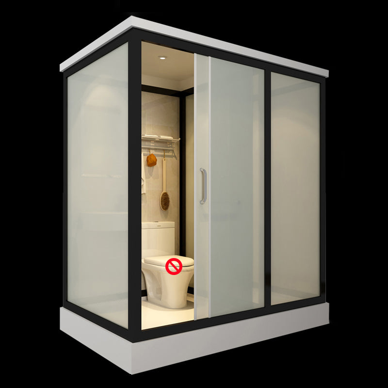 Linear Sliding Shower Enclosure Metal Full Framed Shower Enclosure Black 75"L x 47"W x 87"H Toilet Not Included Clearhalo 'Bathroom Remodel & Bathroom Fixtures' 'Home Improvement' 'home_improvement' 'home_improvement_shower_stalls_enclosures' 'Shower Stalls & Enclosures' 'shower_stalls_enclosures' 'Showers & Bathtubs' 6540887