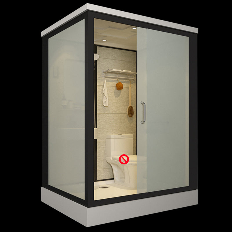 Linear Sliding Shower Enclosure Metal Full Framed Shower Enclosure Black 55"L x 43"W x 85"H Toilet Not Included Clearhalo 'Bathroom Remodel & Bathroom Fixtures' 'Home Improvement' 'home_improvement' 'home_improvement_shower_stalls_enclosures' 'Shower Stalls & Enclosures' 'shower_stalls_enclosures' 'Showers & Bathtubs' 6540891