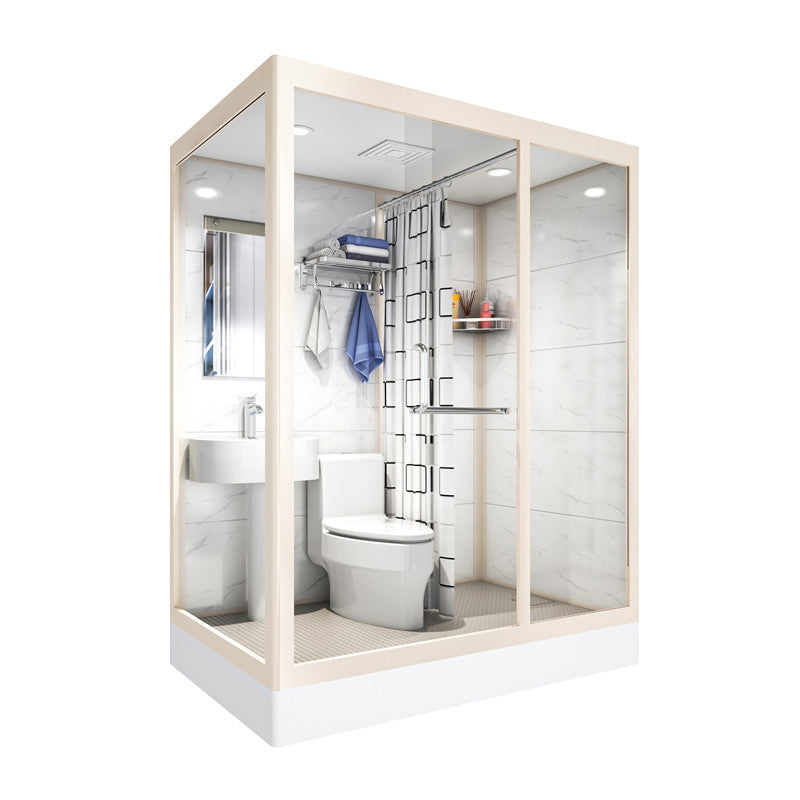 Rectangular Sliding Shower Enclosure Full Frame Shower Enclosure with Tempered Glass 75"L x 47"W x 85"H Toilet Included Clearhalo 'Bathroom Remodel & Bathroom Fixtures' 'Home Improvement' 'home_improvement' 'home_improvement_shower_stalls_enclosures' 'Shower Stalls & Enclosures' 'shower_stalls_enclosures' 'Showers & Bathtubs' 6540906