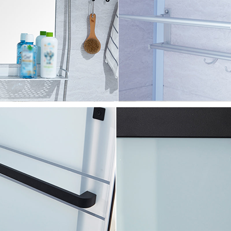 One Piece Tempered Glass Single Sliding Shower Kit White Frame Shower ...