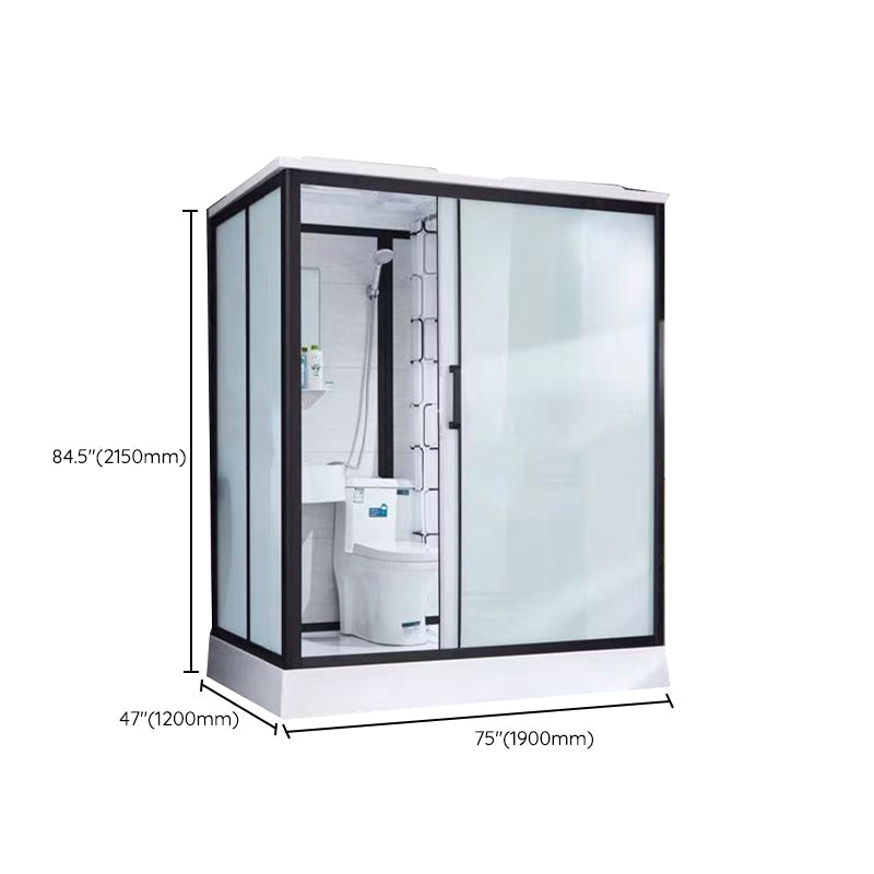 One Piece Tempered Glass Single Sliding Shower Kit White Frame Shower Enclosure Clearhalo 'Bathroom Remodel & Bathroom Fixtures' 'Home Improvement' 'home_improvement' 'home_improvement_shower_stalls_enclosures' 'Shower Stalls & Enclosures' 'shower_stalls_enclosures' 'Showers & Bathtubs' 6540942