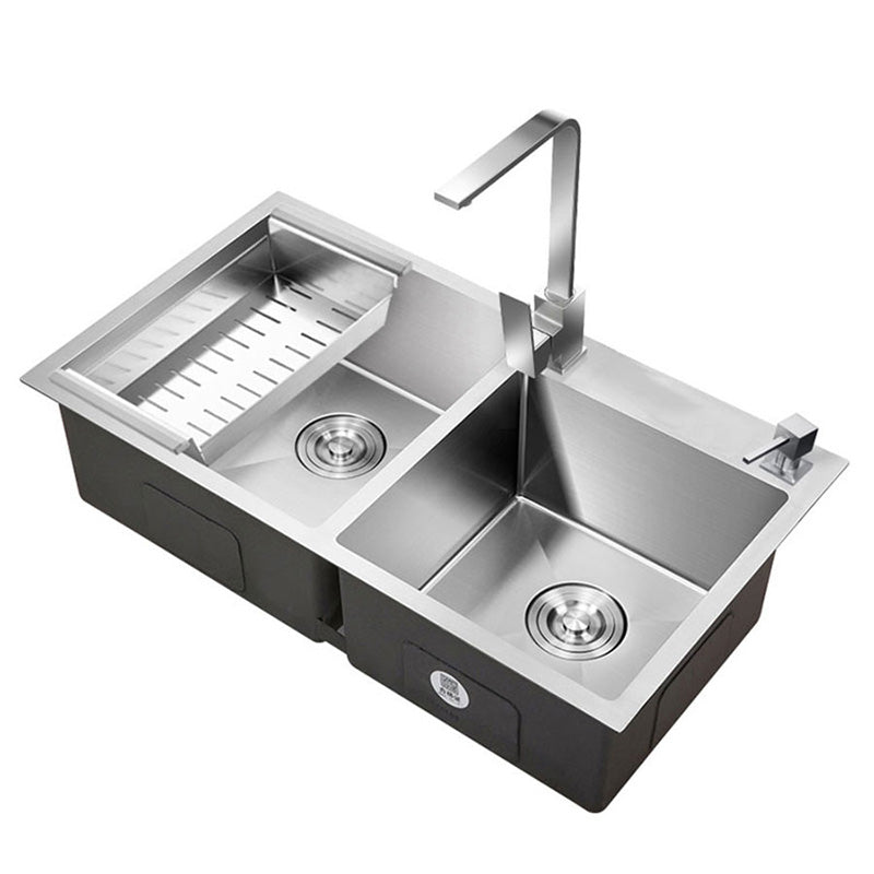 Rectangle Stainless Steel Kitchen Sink with Drain Assembly Contemporary Sink Clearhalo 'Home Improvement' 'home_improvement' 'home_improvement_kitchen_sinks' 'Kitchen Remodel & Kitchen Fixtures' 'Kitchen Sinks & Faucet Components' 'Kitchen Sinks' 'kitchen_sinks' 6540953