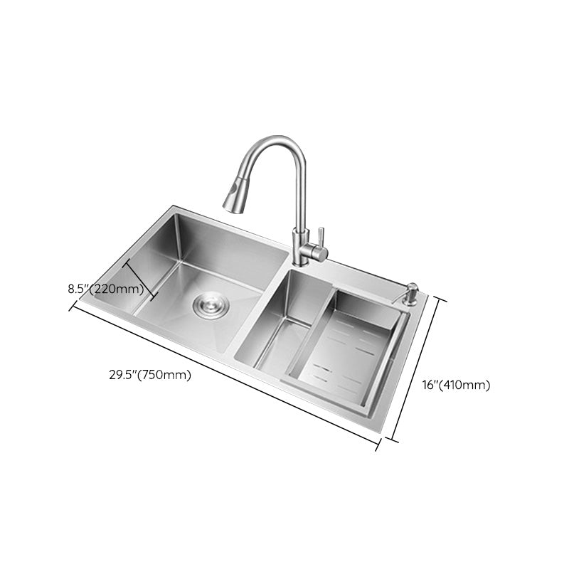 Rectangle Stainless Steel Kitchen Sink with Drain Assembly Contemporary Sink Clearhalo 'Home Improvement' 'home_improvement' 'home_improvement_kitchen_sinks' 'Kitchen Remodel & Kitchen Fixtures' 'Kitchen Sinks & Faucet Components' 'Kitchen Sinks' 'kitchen_sinks' 6540969