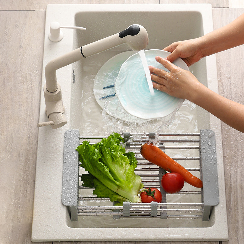 Beige Granite Kitchen Sink with Basket Strainer 2 Holes Sink Clearhalo 'Home Improvement' 'home_improvement' 'home_improvement_kitchen_sinks' 'Kitchen Remodel & Kitchen Fixtures' 'Kitchen Sinks & Faucet Components' 'Kitchen Sinks' 'kitchen_sinks' 6541014