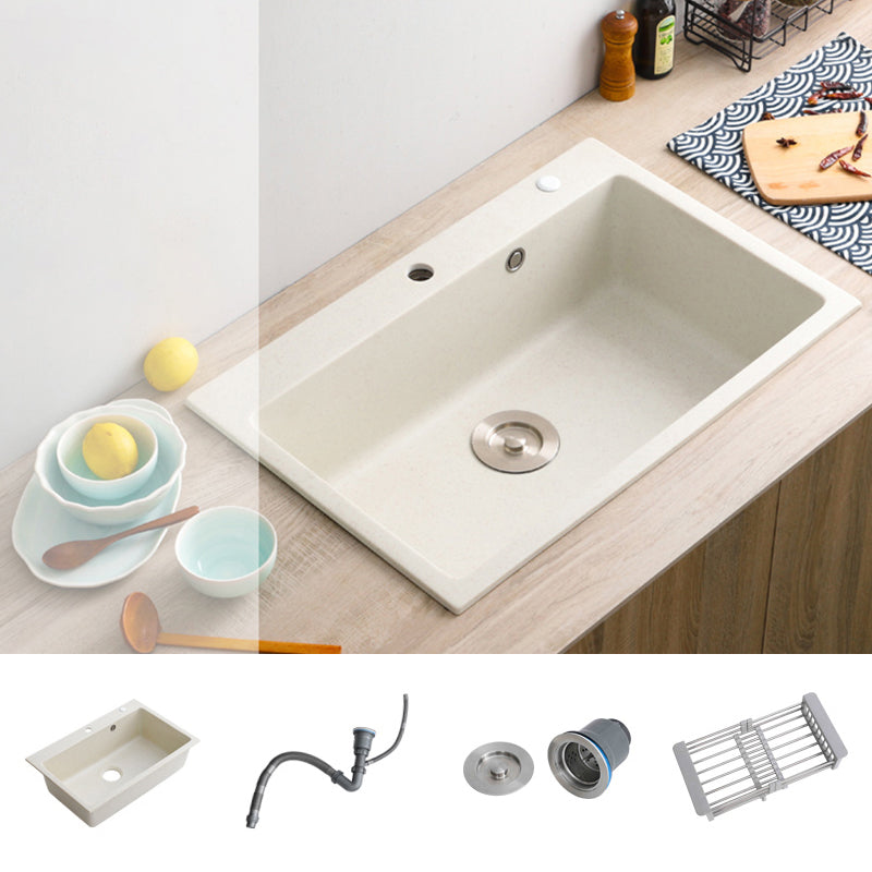 Beige Granite Kitchen Sink with Basket Strainer 2 Holes Sink Sink Only None Clearhalo 'Home Improvement' 'home_improvement' 'home_improvement_kitchen_sinks' 'Kitchen Remodel & Kitchen Fixtures' 'Kitchen Sinks & Faucet Components' 'Kitchen Sinks' 'kitchen_sinks' 6541015