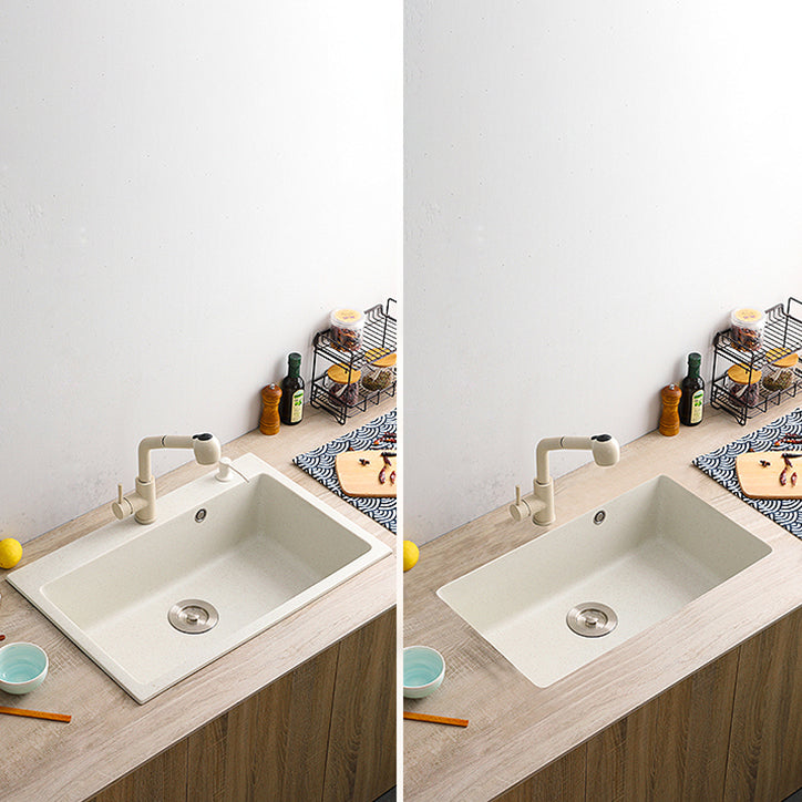 Beige Granite Kitchen Sink with Basket Strainer 2 Holes Sink Clearhalo 'Home Improvement' 'home_improvement' 'home_improvement_kitchen_sinks' 'Kitchen Remodel & Kitchen Fixtures' 'Kitchen Sinks & Faucet Components' 'Kitchen Sinks' 'kitchen_sinks' 6541016