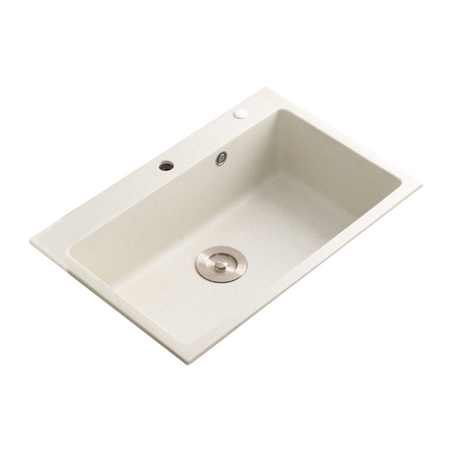 Beige Granite Kitchen Sink with Basket Strainer 2 Holes Sink Clearhalo 'Home Improvement' 'home_improvement' 'home_improvement_kitchen_sinks' 'Kitchen Remodel & Kitchen Fixtures' 'Kitchen Sinks & Faucet Components' 'Kitchen Sinks' 'kitchen_sinks' 6541020