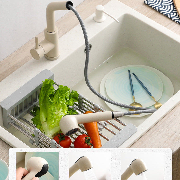 Beige Granite Kitchen Sink with Basket Strainer 2 Holes Sink Clearhalo 'Home Improvement' 'home_improvement' 'home_improvement_kitchen_sinks' 'Kitchen Remodel & Kitchen Fixtures' 'Kitchen Sinks & Faucet Components' 'Kitchen Sinks' 'kitchen_sinks' 6541021