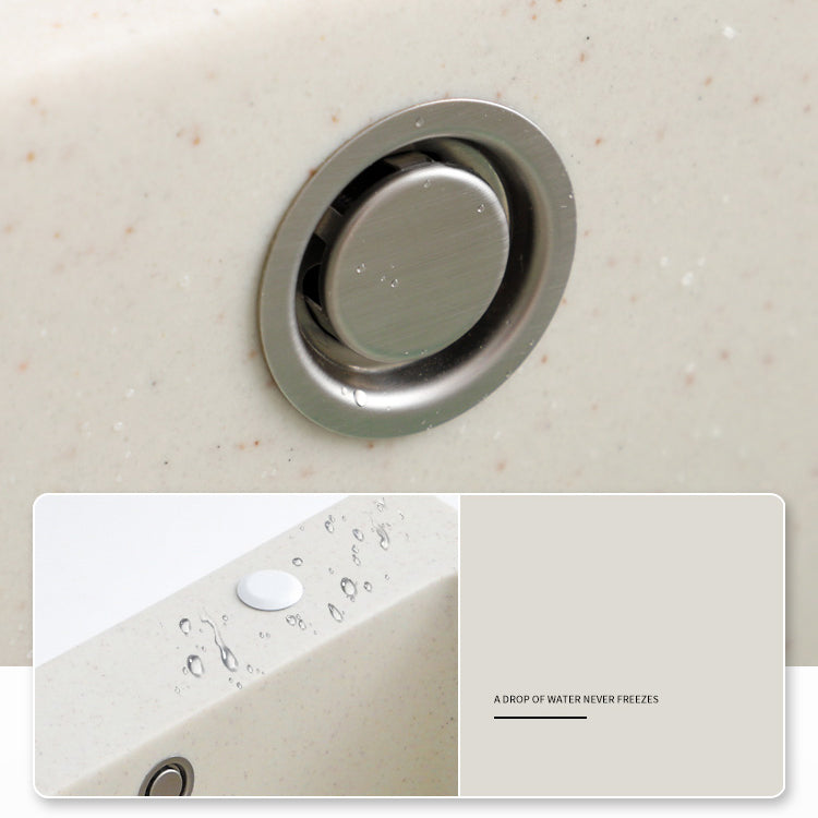 Beige Granite Kitchen Sink with Basket Strainer 2 Holes Sink Clearhalo 'Home Improvement' 'home_improvement' 'home_improvement_kitchen_sinks' 'Kitchen Remodel & Kitchen Fixtures' 'Kitchen Sinks & Faucet Components' 'Kitchen Sinks' 'kitchen_sinks' 6541023