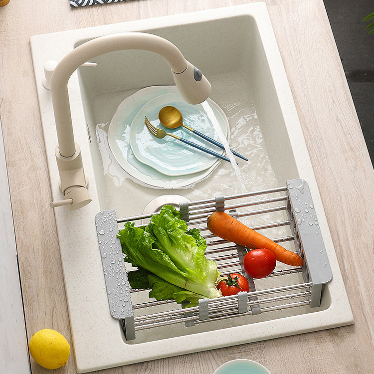 Beige Granite Kitchen Sink with Basket Strainer 2 Holes Sink Clearhalo 'Home Improvement' 'home_improvement' 'home_improvement_kitchen_sinks' 'Kitchen Remodel & Kitchen Fixtures' 'Kitchen Sinks & Faucet Components' 'Kitchen Sinks' 'kitchen_sinks' 6541028