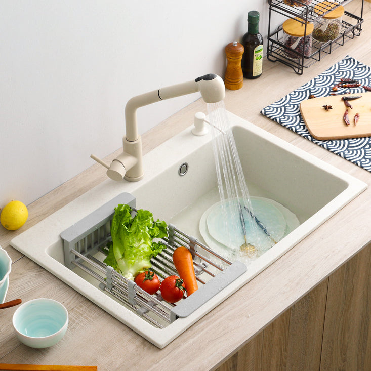 Beige Granite Kitchen Sink with Basket Strainer 2 Holes Sink Clearhalo 'Home Improvement' 'home_improvement' 'home_improvement_kitchen_sinks' 'Kitchen Remodel & Kitchen Fixtures' 'Kitchen Sinks & Faucet Components' 'Kitchen Sinks' 'kitchen_sinks' 6541029