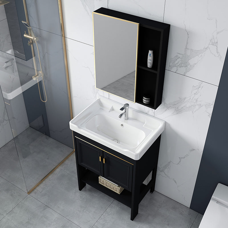 Shelving Included Bath Vanity Set Mirror Freestanding Vanity Set with Single Sink Clearhalo 'Bathroom Remodel & Bathroom Fixtures' 'Bathroom Vanities' 'bathroom_vanities' 'Home Improvement' 'home_improvement' 'home_improvement_bathroom_vanities' 6541038