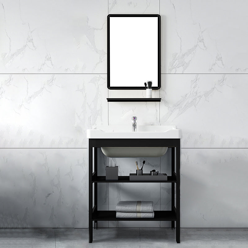 Shelving Included Bath Vanity Set Mirror Freestanding Vanity Set with Single Sink Vanity & Faucet & Mirrors 24"L x 16"W x 33"H Door Not Included Clearhalo 'Bathroom Remodel & Bathroom Fixtures' 'Bathroom Vanities' 'bathroom_vanities' 'Home Improvement' 'home_improvement' 'home_improvement_bathroom_vanities' 6541039