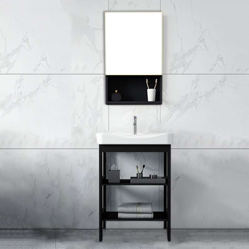 Shelving Included Bath Vanity Set Mirror Freestanding Vanity Set with Single Sink Vanity & Faucet & Mirror Cabinet 20"L x 14"W x 33"H Door Not Included Clearhalo 'Bathroom Remodel & Bathroom Fixtures' 'Bathroom Vanities' 'bathroom_vanities' 'Home Improvement' 'home_improvement' 'home_improvement_bathroom_vanities' 6541044