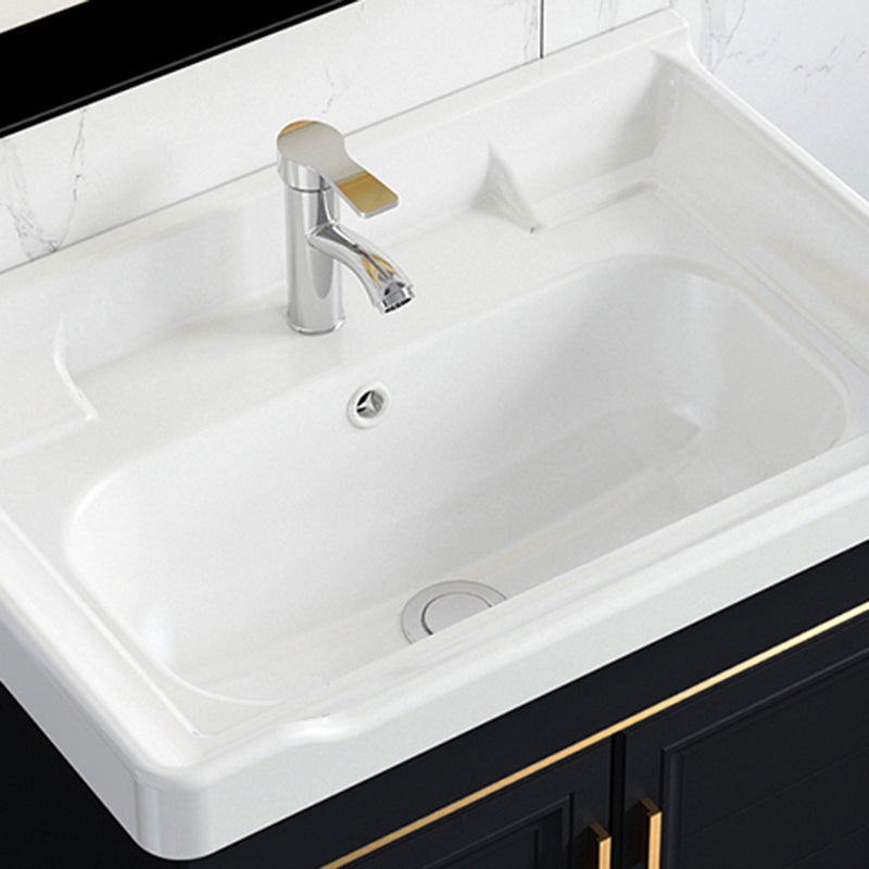 Shelving Included Bath Vanity Set Mirror Freestanding Vanity Set with Single Sink Clearhalo 'Bathroom Remodel & Bathroom Fixtures' 'Bathroom Vanities' 'bathroom_vanities' 'Home Improvement' 'home_improvement' 'home_improvement_bathroom_vanities' 6541045