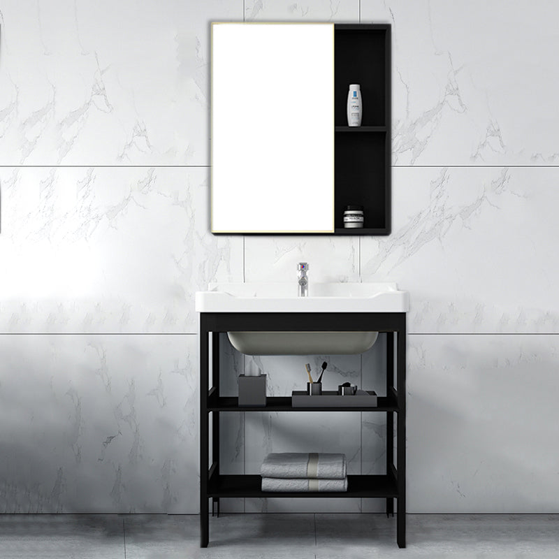 Shelving Included Bath Vanity Set Mirror Freestanding Vanity Set with Single Sink Vanity & Faucet & Mirror Cabinet 24"L x 16"W x 33"H Door Not Included Clearhalo 'Bathroom Remodel & Bathroom Fixtures' 'Bathroom Vanities' 'bathroom_vanities' 'Home Improvement' 'home_improvement' 'home_improvement_bathroom_vanities' 6541046