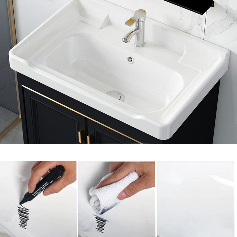 Shelving Included Bath Vanity Set Mirror Freestanding Vanity Set with Single Sink Clearhalo 'Bathroom Remodel & Bathroom Fixtures' 'Bathroom Vanities' 'bathroom_vanities' 'Home Improvement' 'home_improvement' 'home_improvement_bathroom_vanities' 6541049