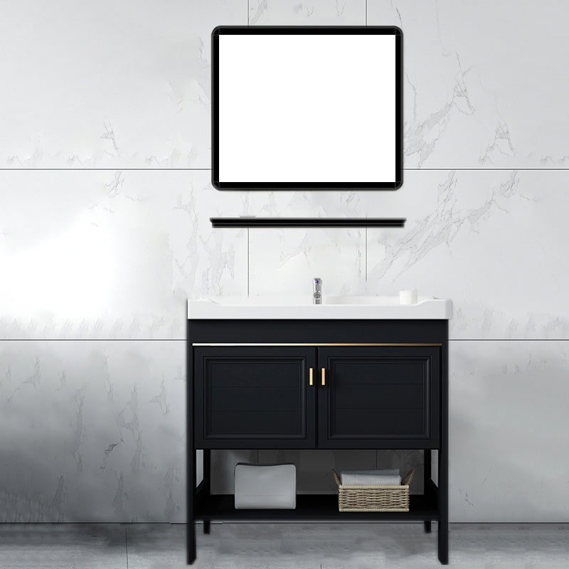 Shelving Included Bath Vanity Set Mirror Freestanding Vanity Set with Single Sink Vanity & Faucet & Mirrors 2 Clearhalo 'Bathroom Remodel & Bathroom Fixtures' 'Bathroom Vanities' 'bathroom_vanities' 'Home Improvement' 'home_improvement' 'home_improvement_bathroom_vanities' 6541060