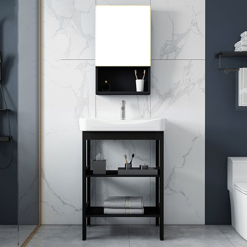 Shelving Included Bath Vanity Set Mirror Freestanding Vanity Set with Single Sink Clearhalo 'Bathroom Remodel & Bathroom Fixtures' 'Bathroom Vanities' 'bathroom_vanities' 'Home Improvement' 'home_improvement' 'home_improvement_bathroom_vanities' 6541063