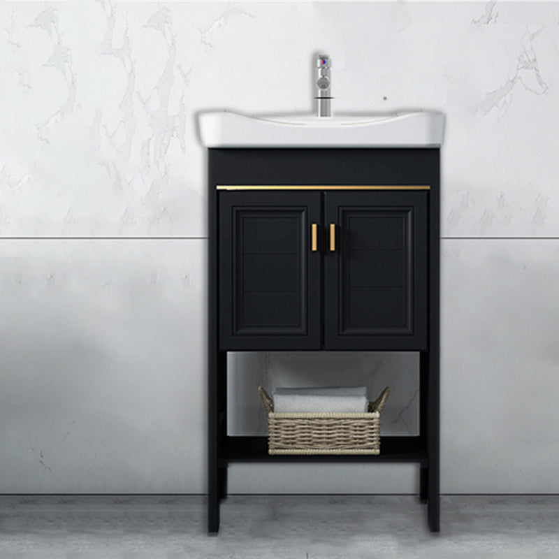 Shelving Included Bath Vanity Set Mirror Freestanding Vanity Set with Single Sink Vanity & Faucet 20"L x 14"W x 33"H 2 Clearhalo 'Bathroom Remodel & Bathroom Fixtures' 'Bathroom Vanities' 'bathroom_vanities' 'Home Improvement' 'home_improvement' 'home_improvement_bathroom_vanities' 6541068