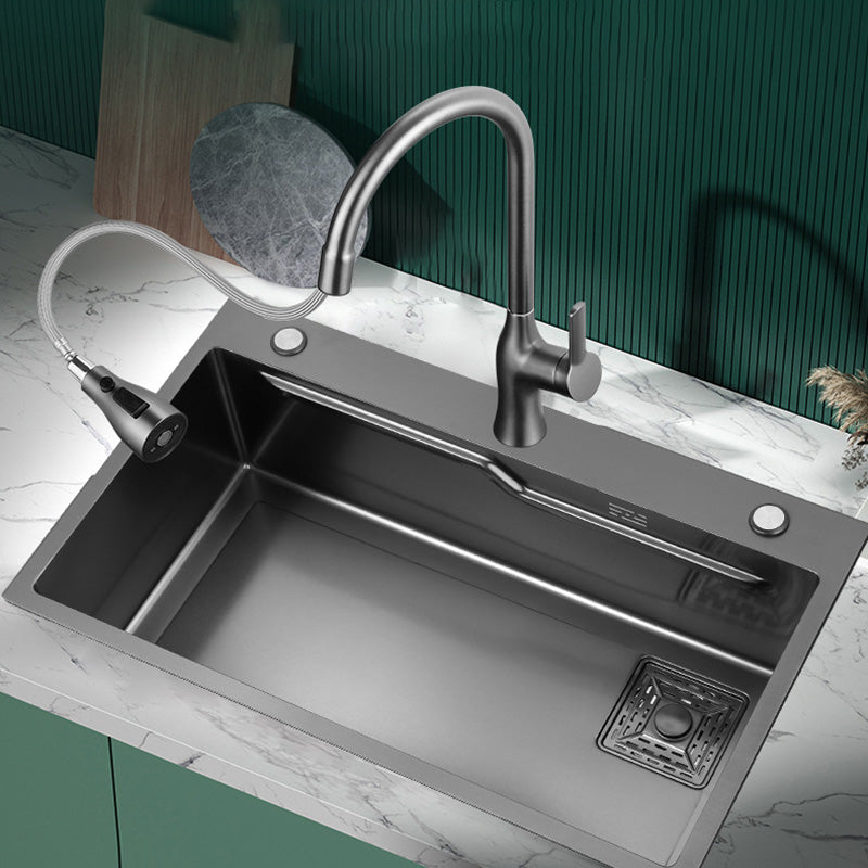 Modern Style Kitchen Sink Stainless Steel Kitchen Sink with Rectangle Shape 27"L x 18"W x 8"H Sink with Faucet Clearhalo 'Home Improvement' 'home_improvement' 'home_improvement_kitchen_sinks' 'Kitchen Remodel & Kitchen Fixtures' 'Kitchen Sinks & Faucet Components' 'Kitchen Sinks' 'kitchen_sinks' 6541122