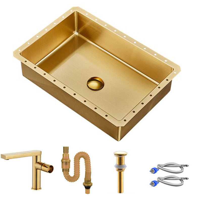Contemporary Bathroom Sink Metal Rectangular Undermount Bathroom Sink with Pop-Up Drain Gold Square Faucet Sink with Faucet Clearhalo 'Bathroom Remodel & Bathroom Fixtures' 'Bathroom Sinks & Faucet Components' 'Bathroom Sinks' 'bathroom_sink' 'Home Improvement' 'home_improvement' 'home_improvement_bathroom_sink' 6541165