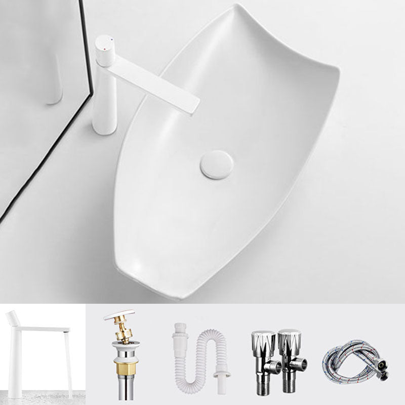 Modern Bathroom Sink Porcelain Specialty Vessel Bathroom Sink with Pop-Up Drain White Square Faucet Sink with Faucet Clearhalo 'Bathroom Remodel & Bathroom Fixtures' 'Bathroom Sinks & Faucet Components' 'Bathroom Sinks' 'bathroom_sink' 'Home Improvement' 'home_improvement' 'home_improvement_bathroom_sink' 6541184