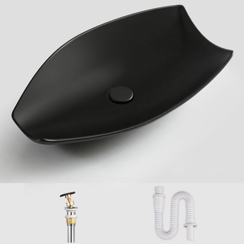 Modern Bathroom Sink Porcelain Specialty Vessel Bathroom Sink with Pop-Up Drain Black None Sink Clearhalo 'Bathroom Remodel & Bathroom Fixtures' 'Bathroom Sinks & Faucet Components' 'Bathroom Sinks' 'bathroom_sink' 'Home Improvement' 'home_improvement' 'home_improvement_bathroom_sink' 6541193