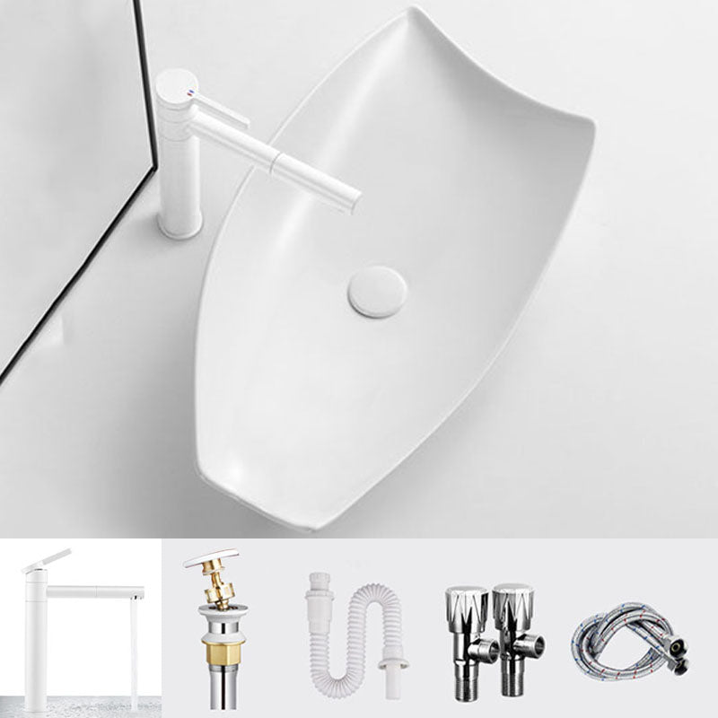 Modern Bathroom Sink Porcelain Specialty Vessel Bathroom Sink with Pop-Up Drain White Round Faucet Sink with Faucet Clearhalo 'Bathroom Remodel & Bathroom Fixtures' 'Bathroom Sinks & Faucet Components' 'Bathroom Sinks' 'bathroom_sink' 'Home Improvement' 'home_improvement' 'home_improvement_bathroom_sink' 6541209