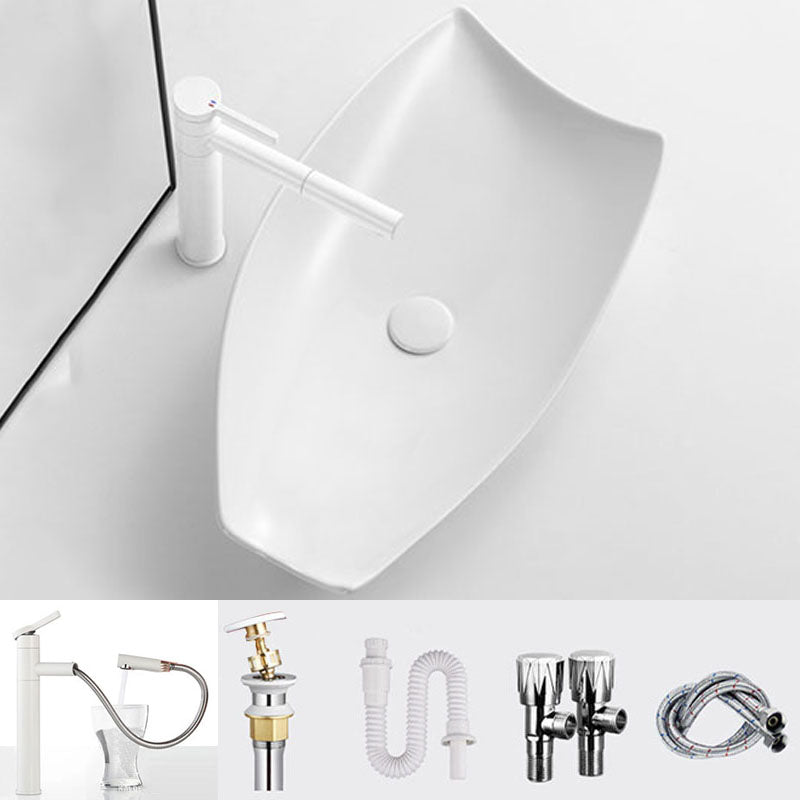 Modern Bathroom Sink Porcelain Specialty Vessel Bathroom Sink with Pop-Up Drain White Pull Out Faucet Sink with Faucet Clearhalo 'Bathroom Remodel & Bathroom Fixtures' 'Bathroom Sinks & Faucet Components' 'Bathroom Sinks' 'bathroom_sink' 'Home Improvement' 'home_improvement' 'home_improvement_bathroom_sink' 6541211