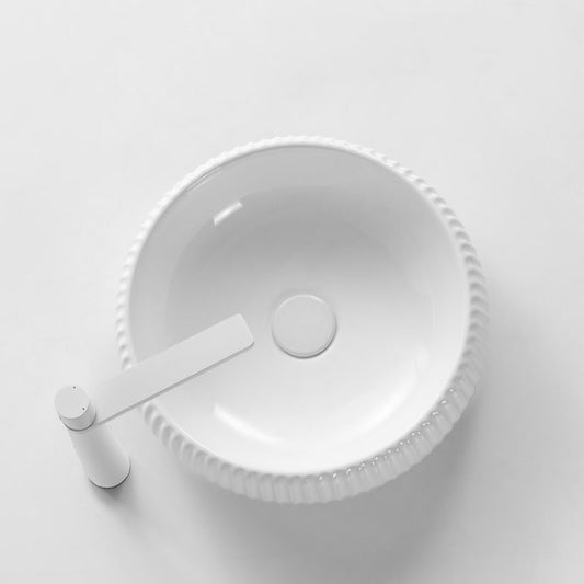 Contemporary Bathroom Sink Porcelain Round Vessel Lavatory Sink with Pop-Up Drain Clearhalo 'Bathroom Remodel & Bathroom Fixtures' 'Bathroom Sinks & Faucet Components' 'Bathroom Sinks' 'bathroom_sink' 'Home Improvement' 'home_improvement' 'home_improvement_bathroom_sink' 6541216